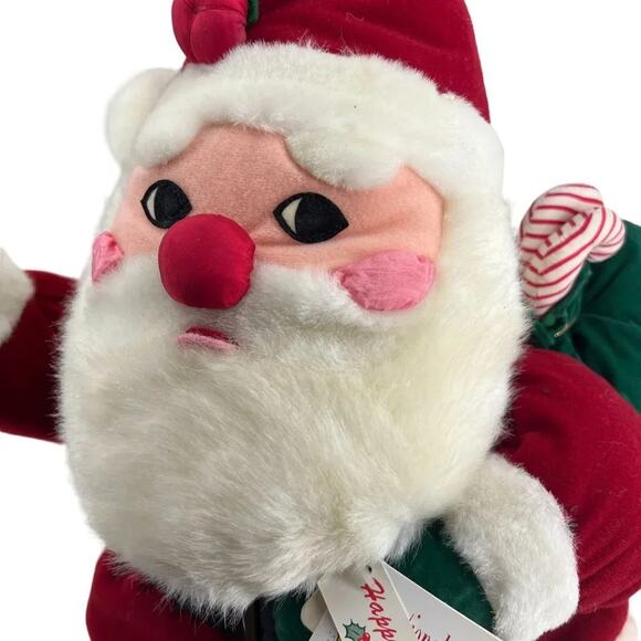 Vintage International Christmas Plush Waving Santa with Sack - Picture 2 of 14